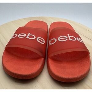 Bebe Logo Slide Sandals Women Slip On Pool Slides Summer‎ Casual Shoes Sz 8